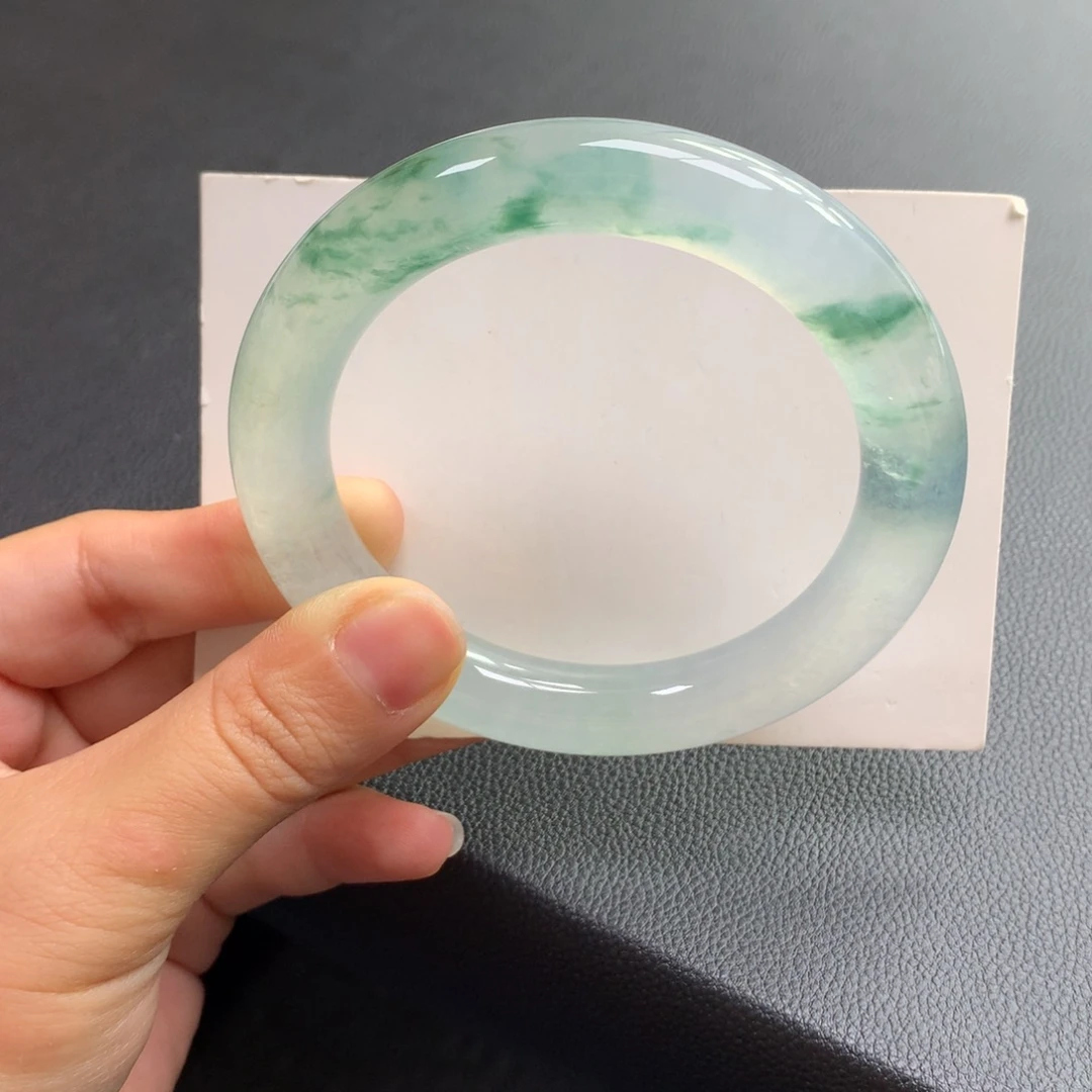 翡翠未镶嵌手镯29号58+胖圆冰飘花（大高货捡漏）推荐推荐