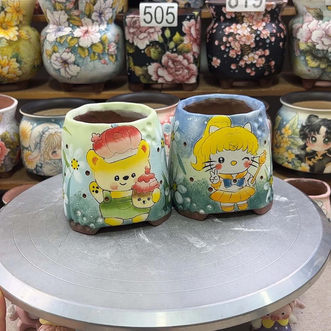 景德镇炫彩手绘口7.5高9.5