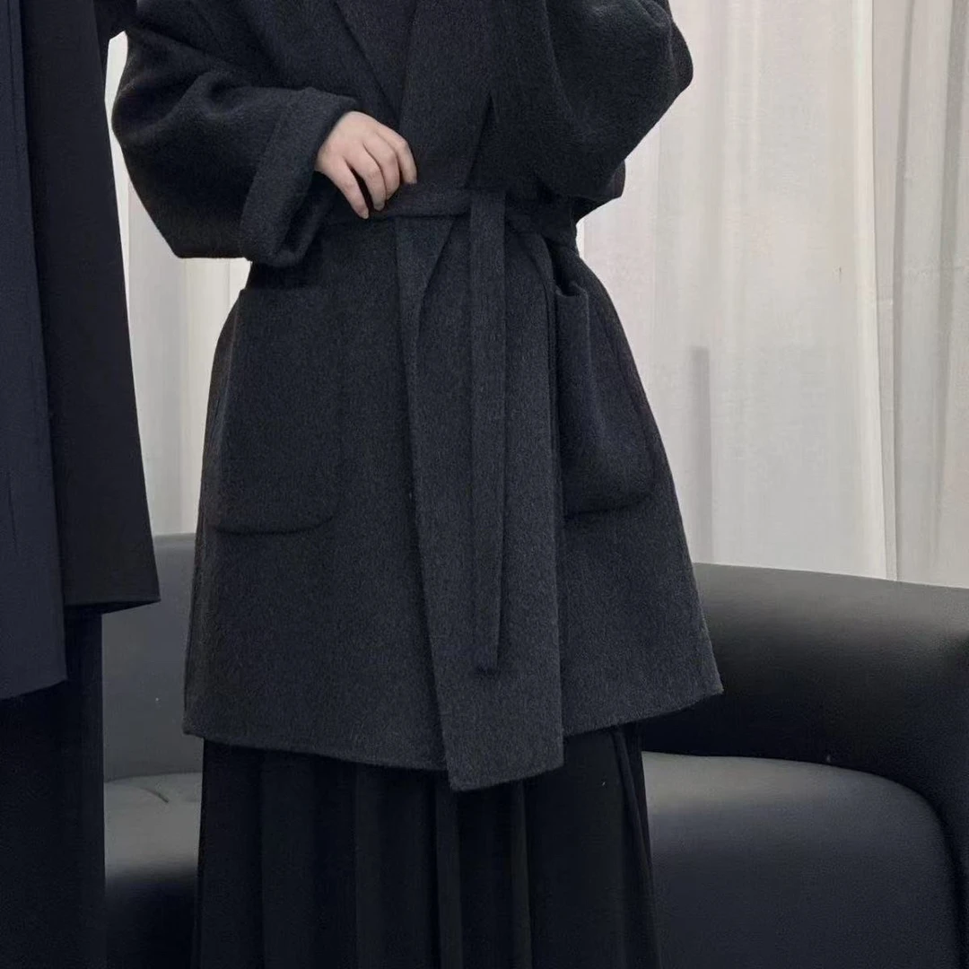 2025小众新款浴袍款呢子大衣宽松高级感外出（中长款衣长80）
