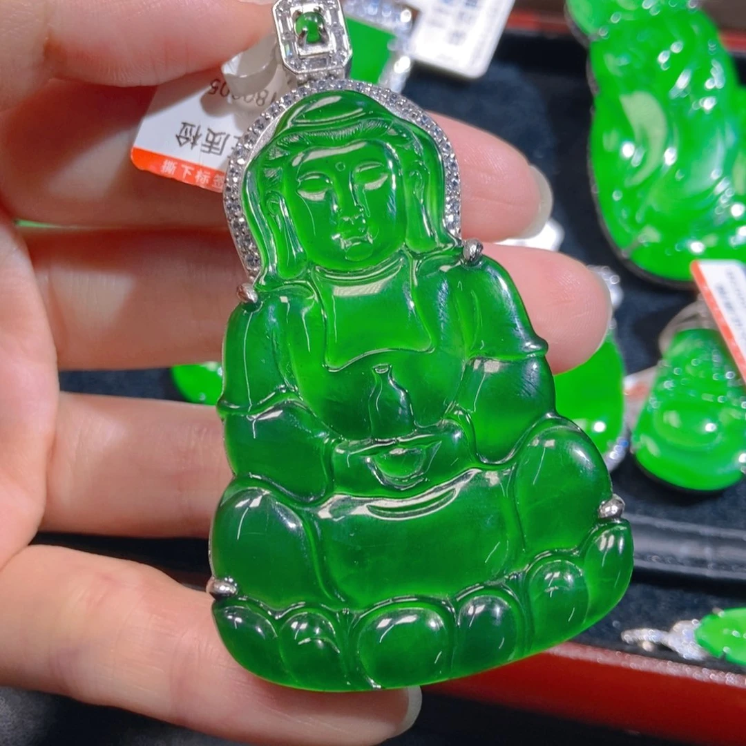 招***宝翡翠银S925镶嵌吊坠(不含链)