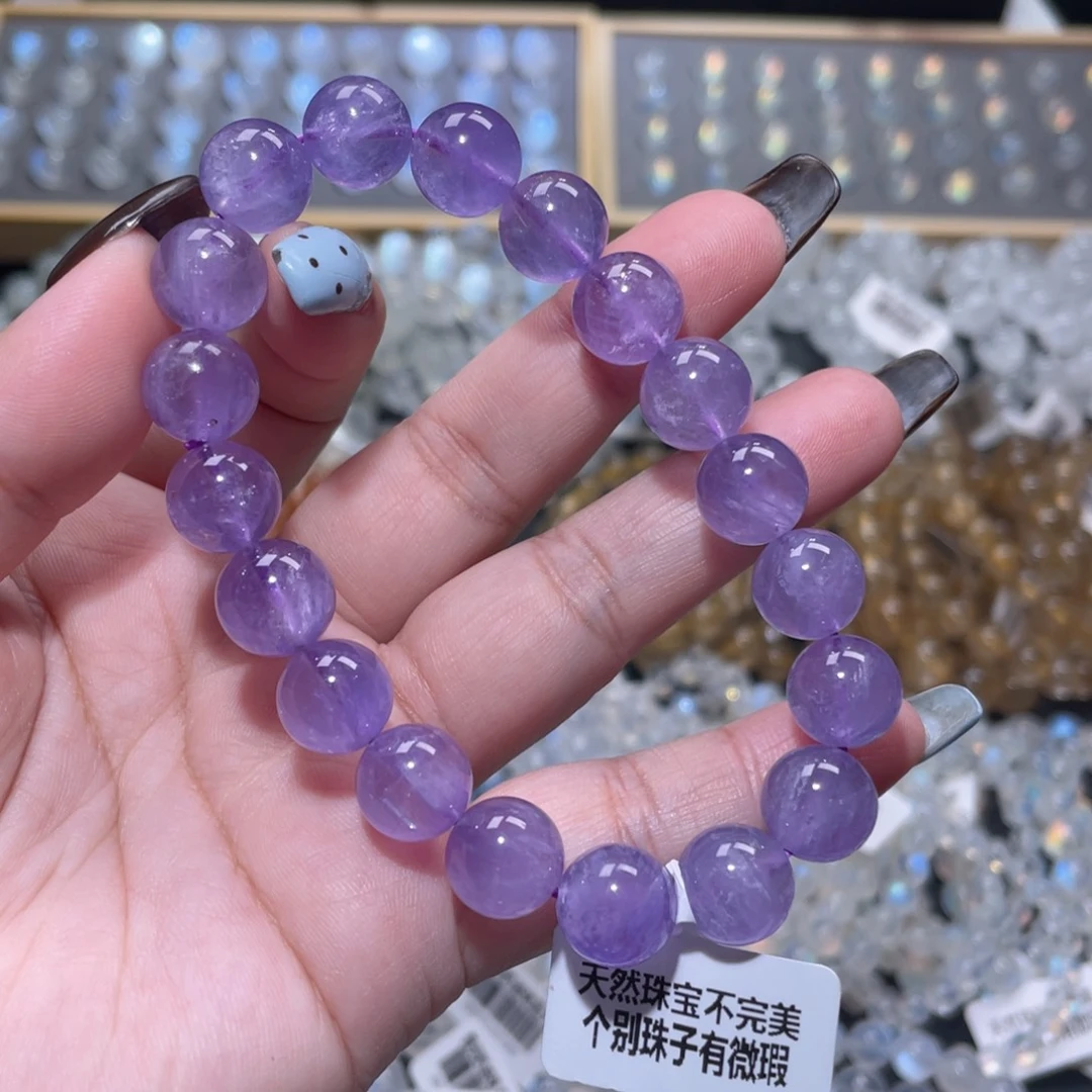 水晶手链未镶嵌拉丝薰衣草紫水晶手链11mm
