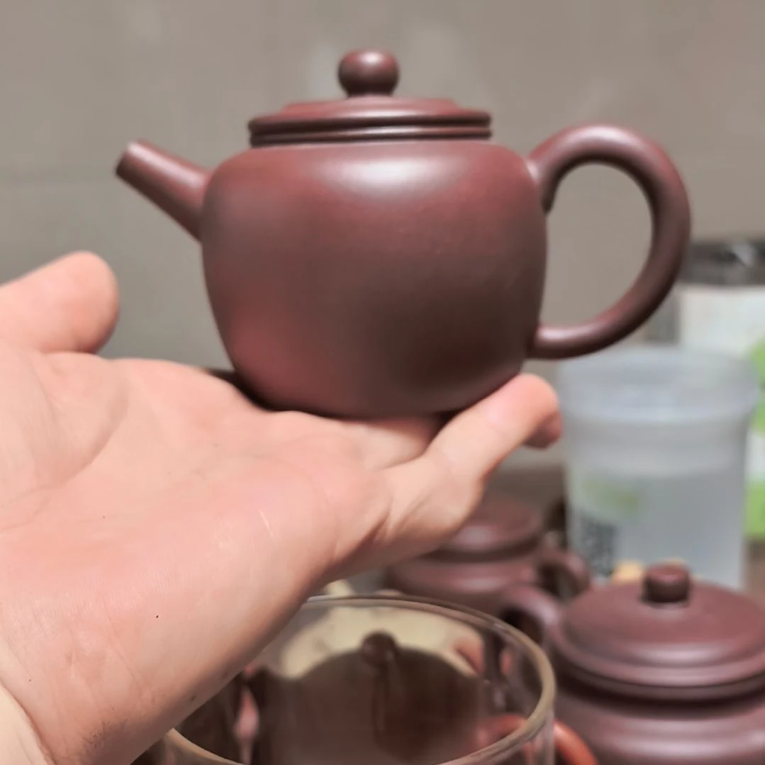 茶壶紫砂40目台西矿区中层老紫泥全手工制作怀月紫砂壶 180cc