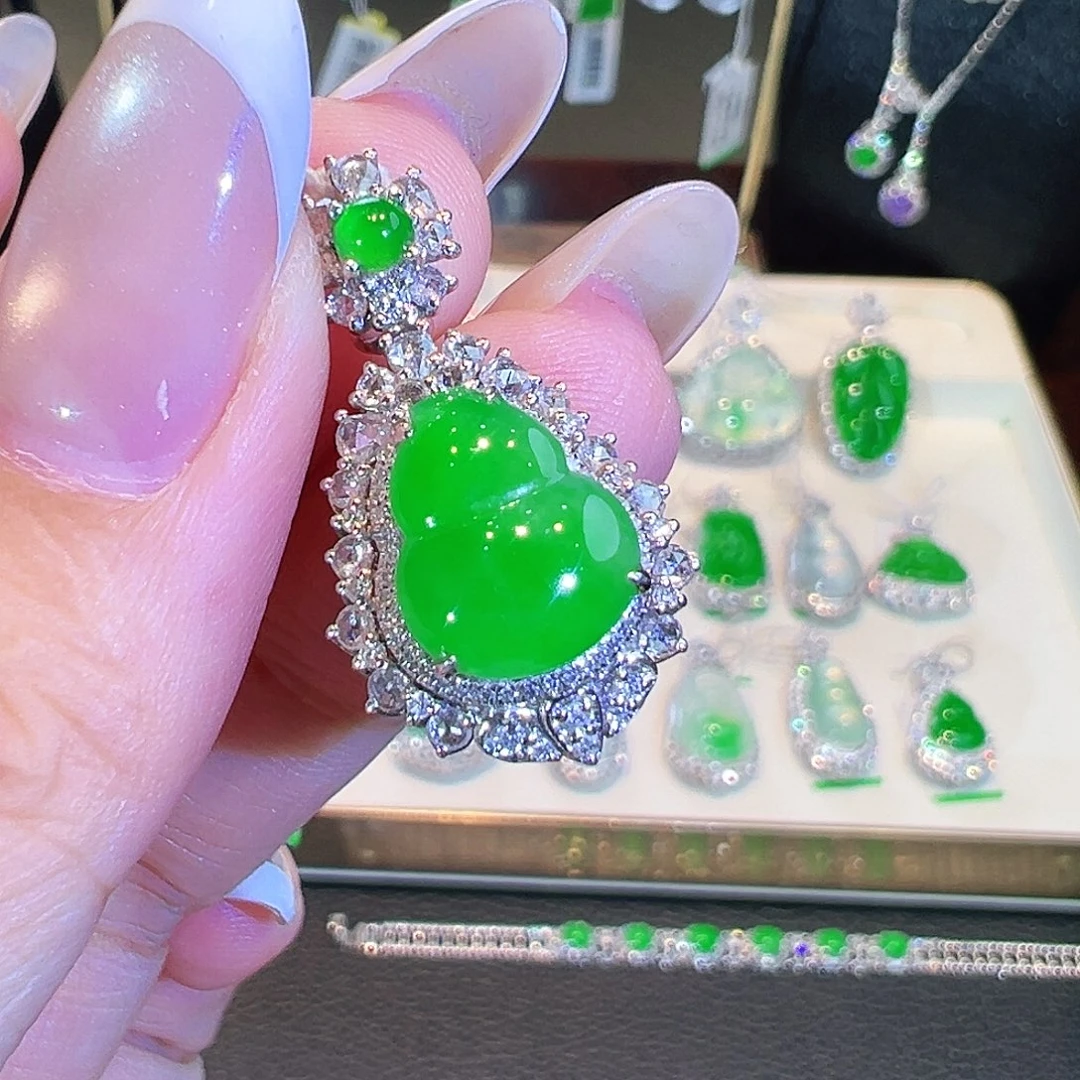 翡翠18K金镶嵌吊坠(不含链)翡翠