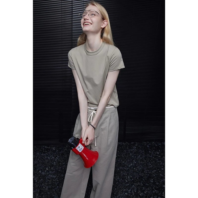 moment灰卡其色短袖t恤女2025夏季新款爆款超好看独特漂亮百搭