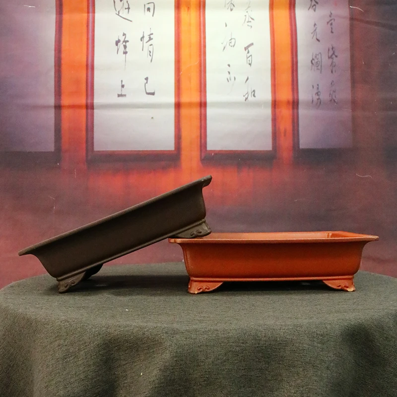 ZSD15张治诚紫砂花盆简约创意复古长方形装饰桌面植物文竹多肉盆