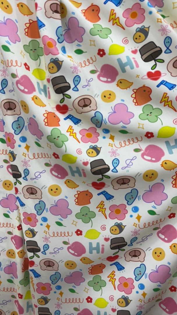 【晓萍推荐】真丝缎棉绸面料 幅宽1.5-1.55 卡通儿童宝贝