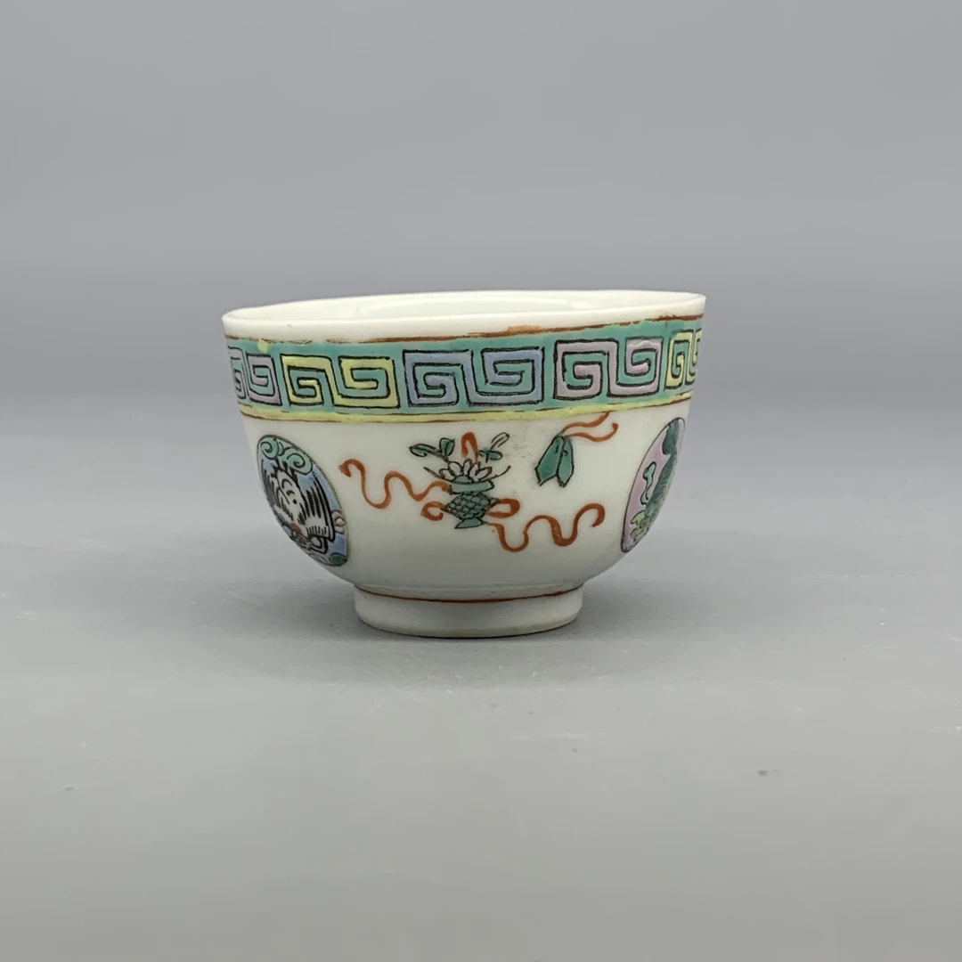 42509070*民国粉彩皮球花纹杯/瓷器四/江苏省文物总店/J