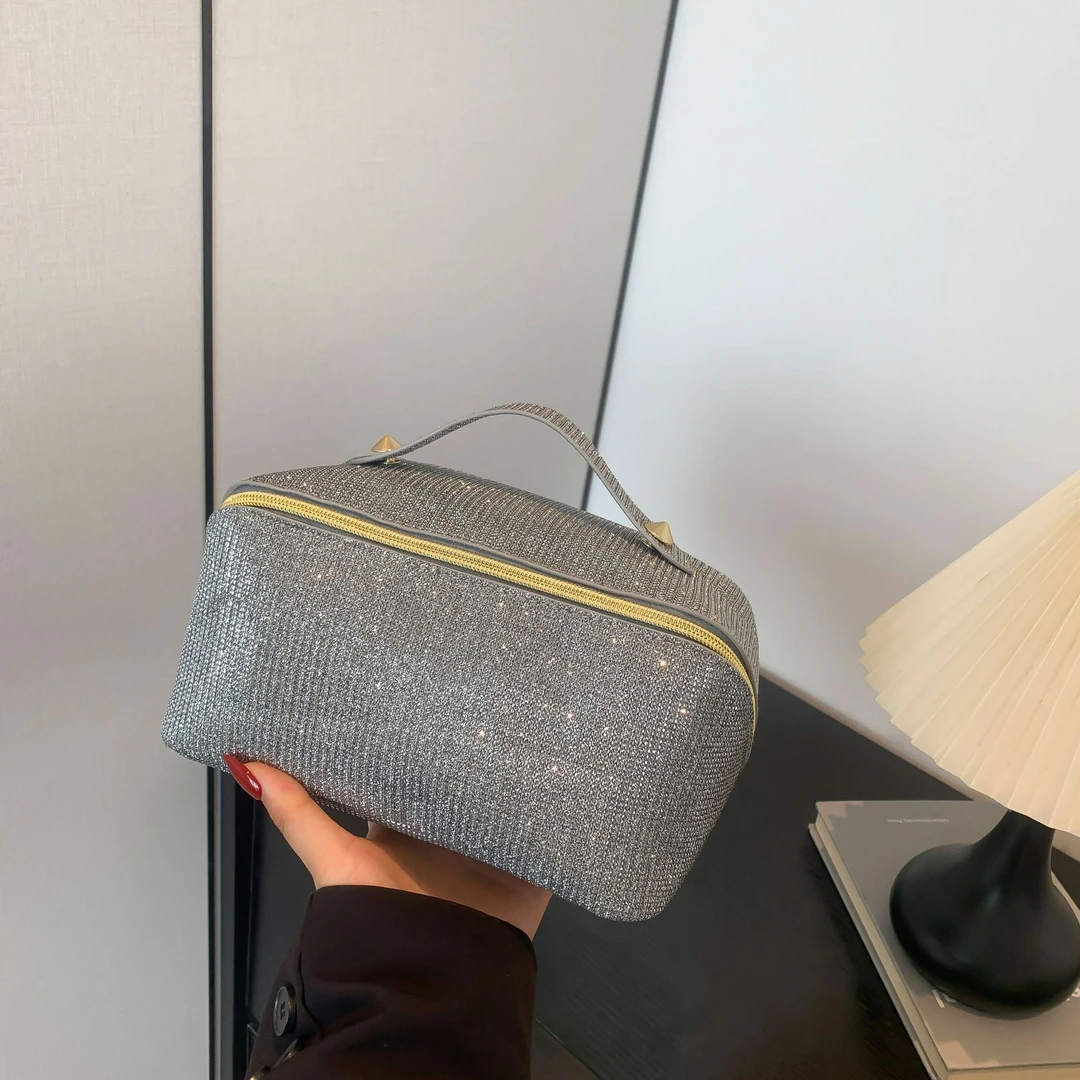 化妆包新款便携大容量网红超火拉链分区女多功能质感洗漱包手提