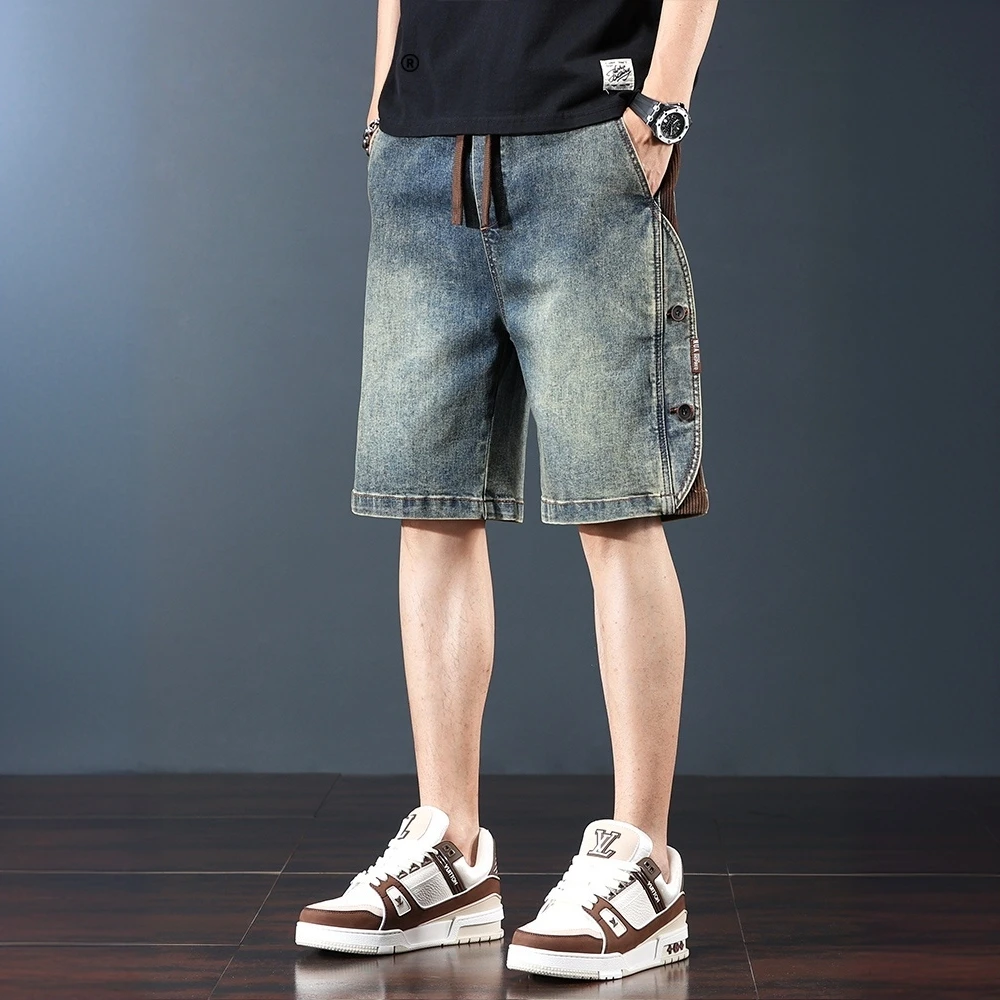 约蒂宾弗复古牛仔短裤男夏季薄款宽松直筒五分裤潮牌休闲百搭中裤