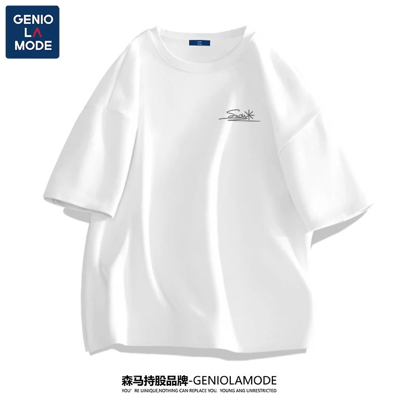 GENIOLAMODE短袖t恤男女同款夏季美式潮牌半袖情侣款简约百搭体恤