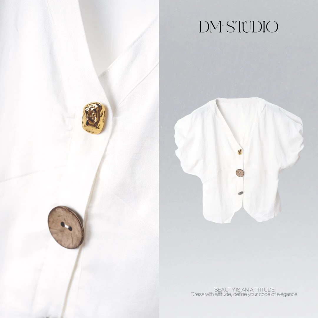 DEDM•STUDIO/气质小众设计修身显瘦精致感泡泡袖上衣2505CS/6193