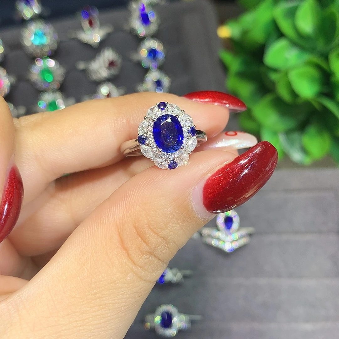 戒指蓝宝石18K金镶嵌1.26ct