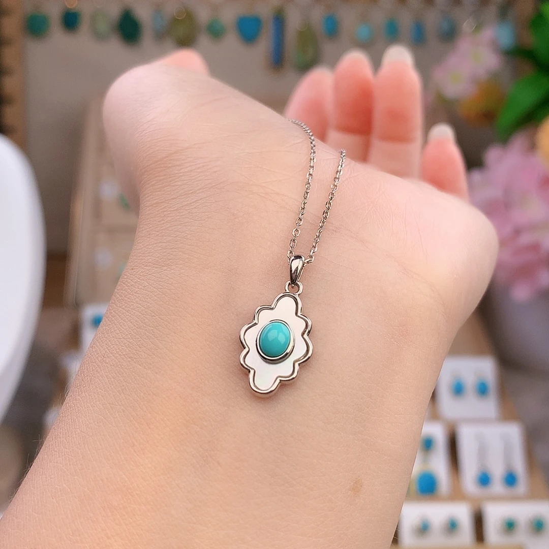 绿松石银S925镶嵌颈饰