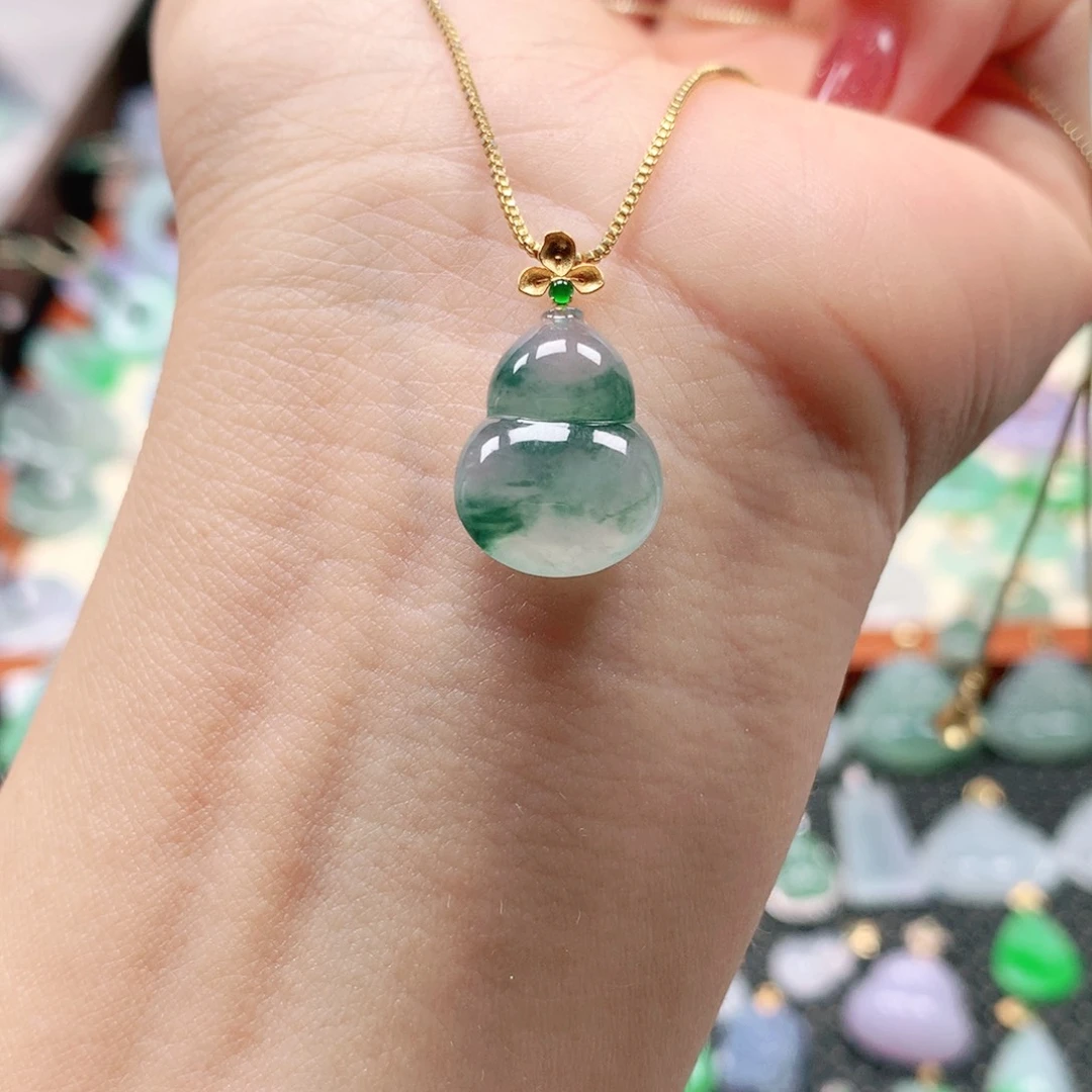 吊坠(不含链)18K金镶嵌翡翠