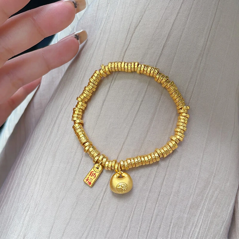瑞诺黄金小胖福盘缠手链女足金999碎金子招财手串送女友生日礼物