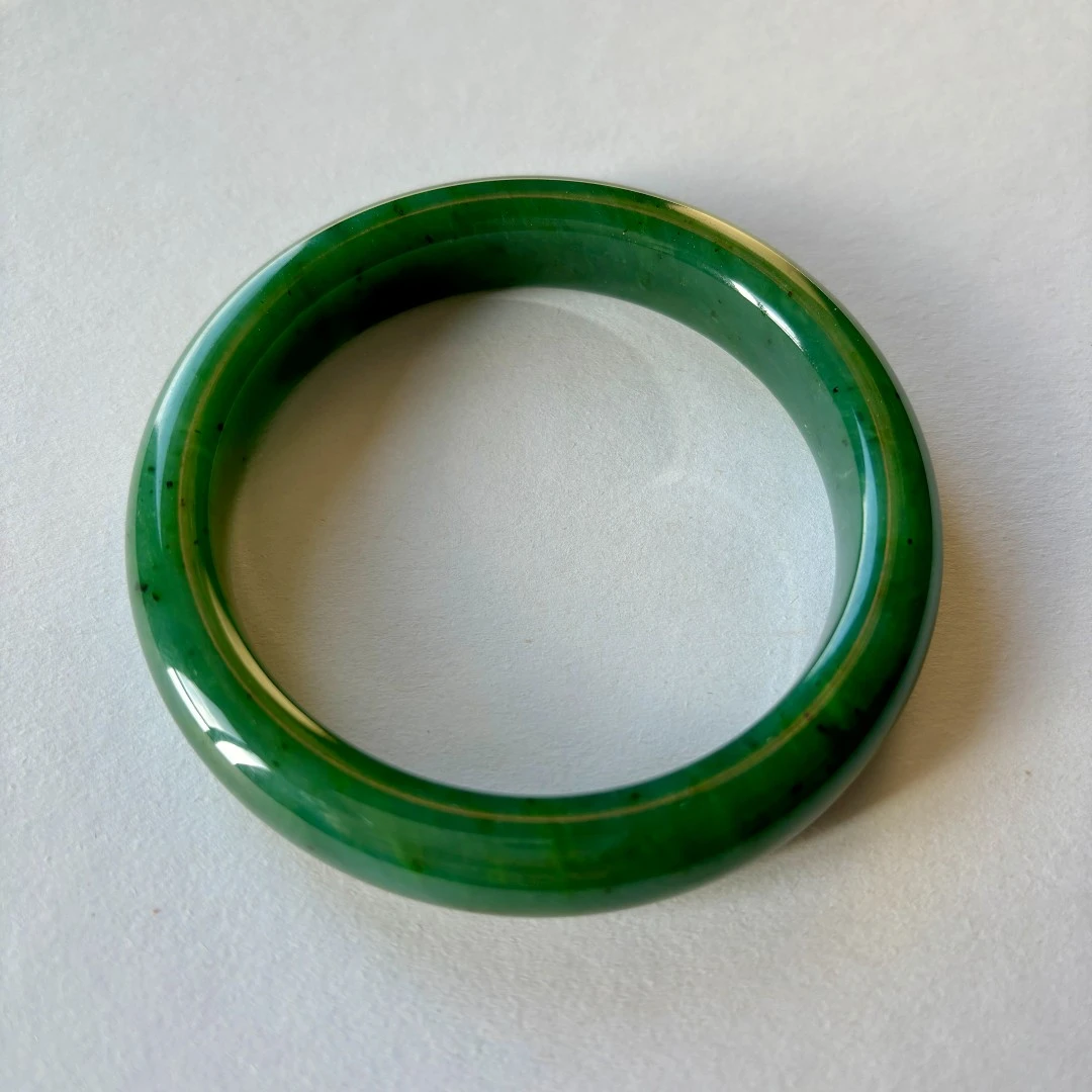 晶莹满楼和田玉碧玉福利宽镯手镯女款时尚绿色