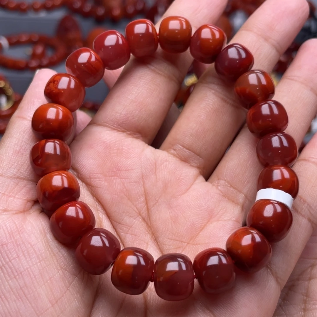 南红玛瑙未镶嵌珠宝奇石单圈11mm