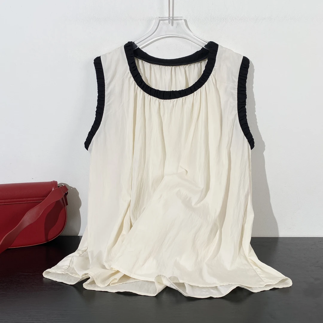 小韩日记【寻觅T恤】背心T恤气质时尚夏季无袖拼接简约百搭24035