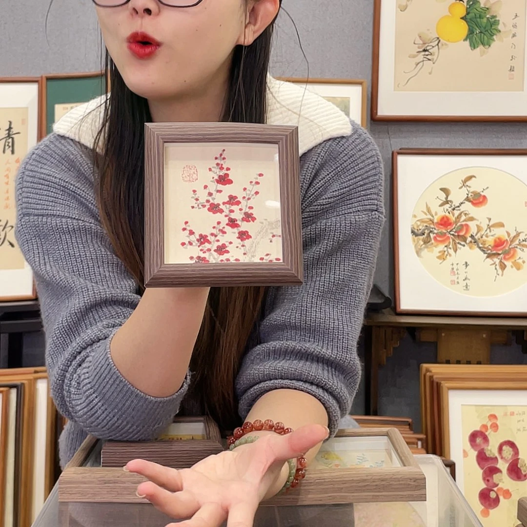 书法手绘带框尺寸：12*12