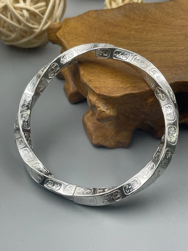 足银手镯 足银手镯多宝吉言莫比乌斯手镯大气不掉色百搭实心手工