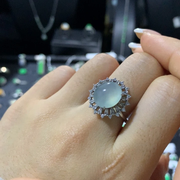 翡翠银S925镶嵌戒指