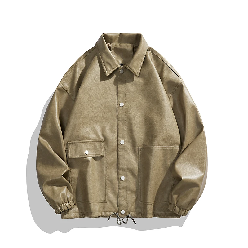 可脱卸内胆宽松型男复古皮衣外套休闲潮流百搭ins翻领帅气街头风