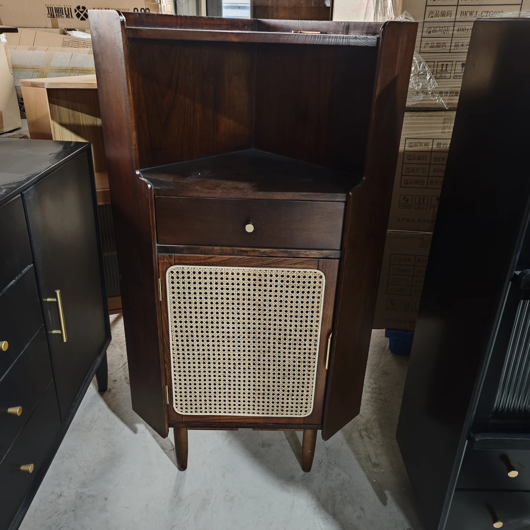 【捡漏款】藤编角柜全实木玻璃现代墙角置物柜客厅柜厨房柜拐角柜