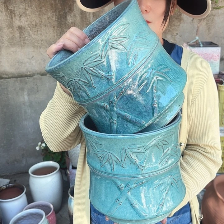 紫砂茶碗精品竹节两个口径20*20