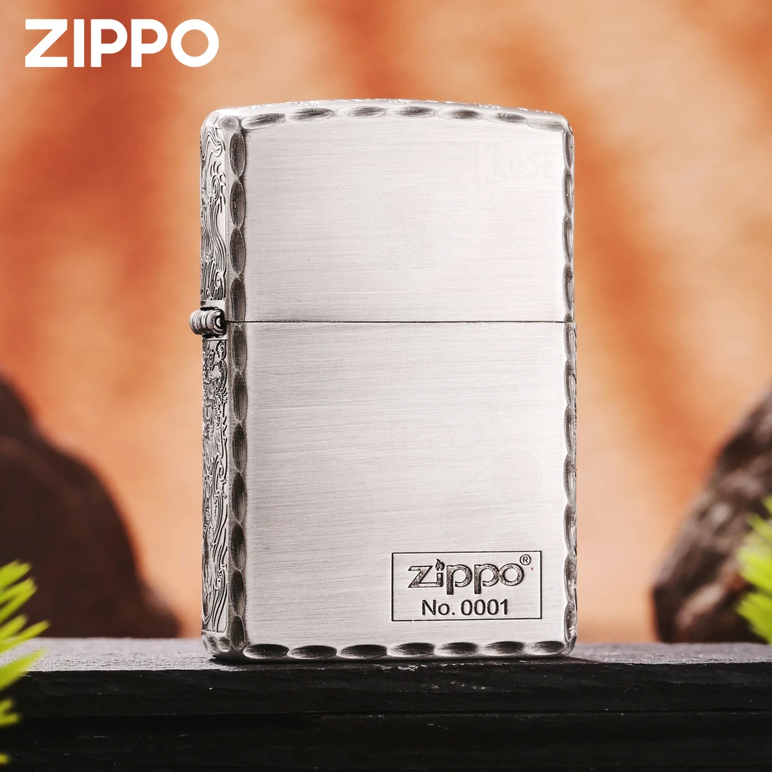 ZIPPO打火机招C进宝三面手雕貔貅双面四角倒边古银拉丝DYJ1