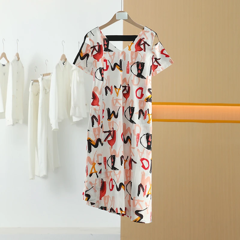 【半价q仓-唐长老自营】货号49925女装夏新款舒适字母花连衣裙