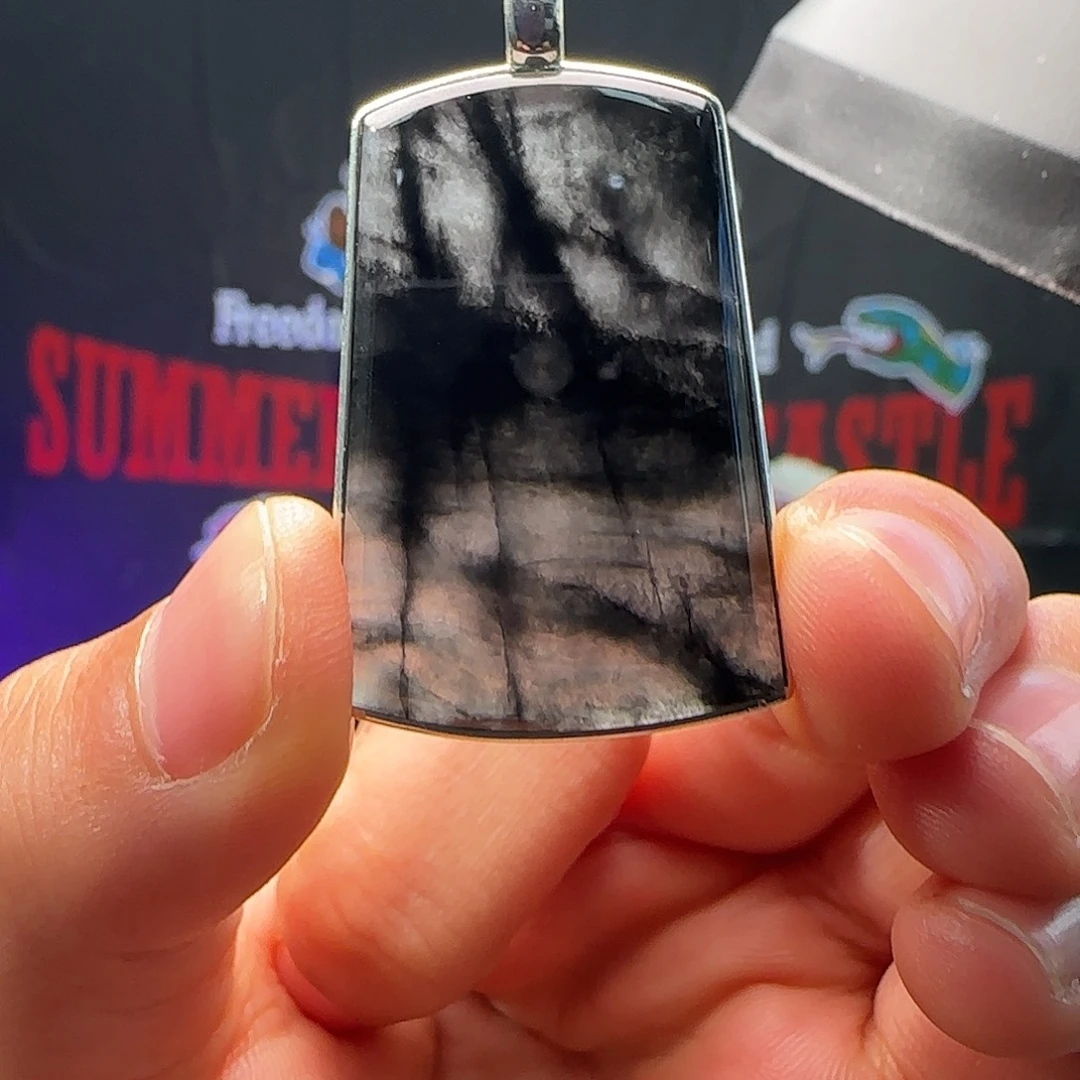 无***术翡翠银S925镶嵌颈饰