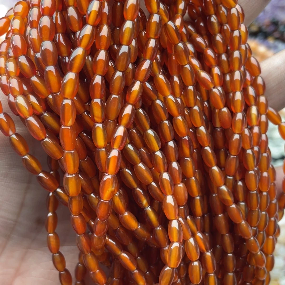 玛瑙/玉髓珠宝半成品未镶嵌一条装4*6橘色玛瑙桶珠