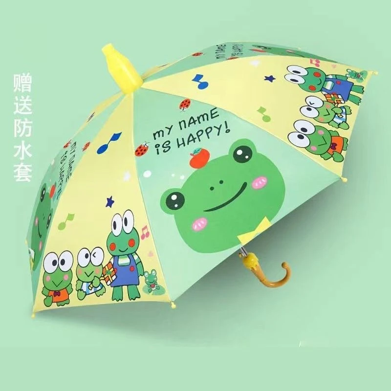 自动儿童伞卡通全自动伞幼儿园小学生黑胶遮阳伞带套长柄儿童雨伞
