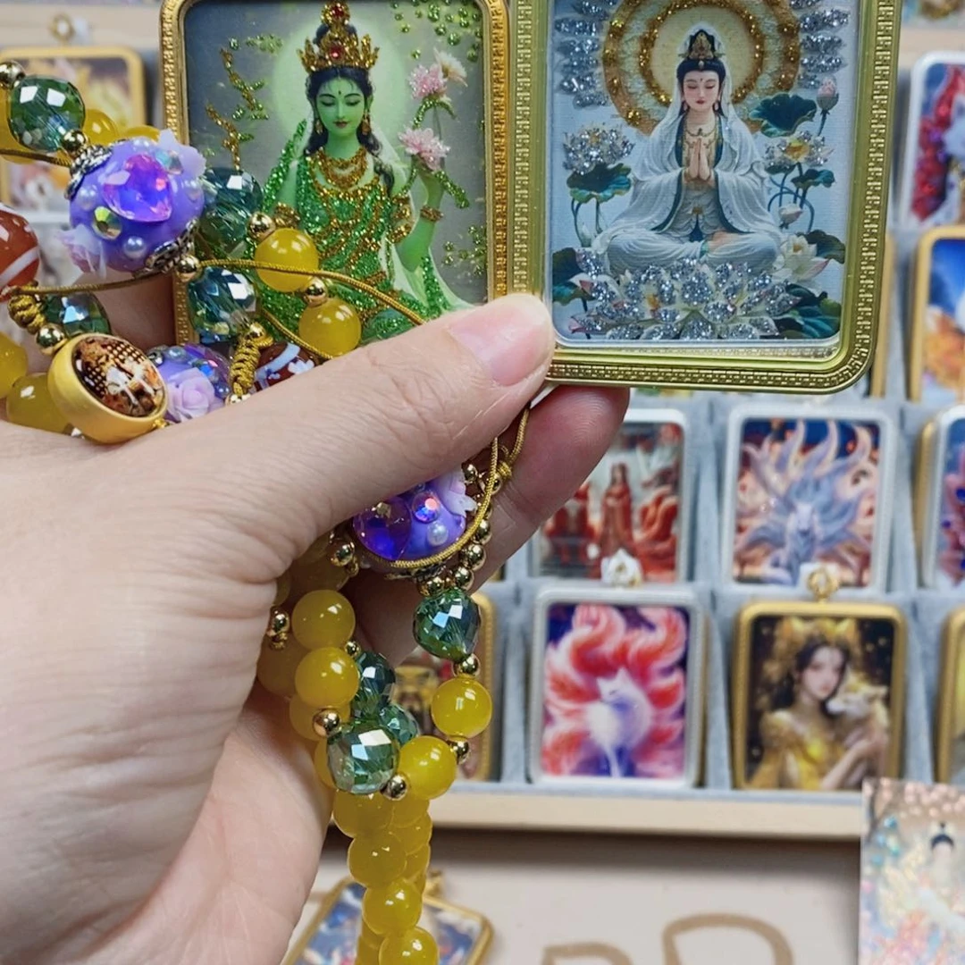吊坠手绘唐卡观音吊坠