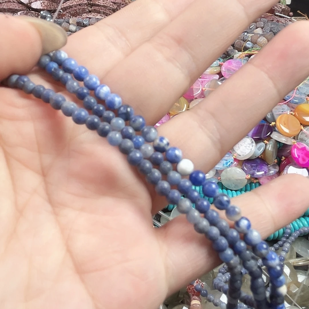 玛瑙/玉髓合金珠宝半成品A710.  3条蓝点石