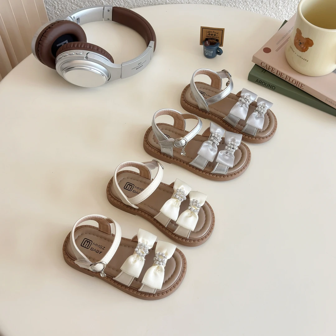 女童凉鞋童鞋2025夏季新款儿童软底蝴蝶结小女孩宝宝小公主鞋子潮