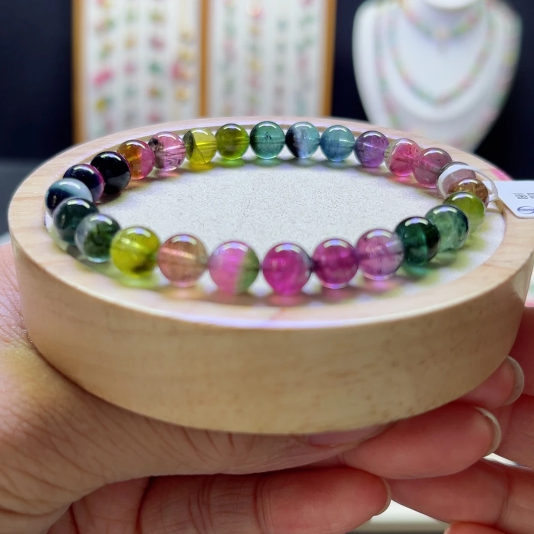 手链未镶嵌碧玺浓艳西瓜7.3mm