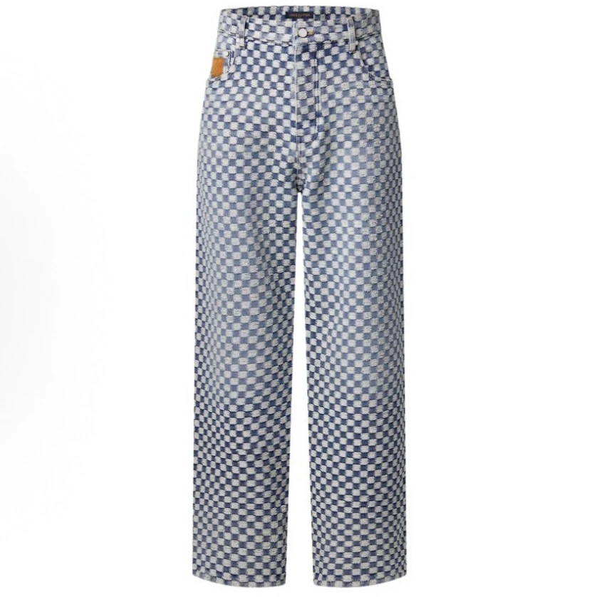 未使用 LouisVuitton/路易威登 棋盘格白色牛仔裤 29码 BB11062