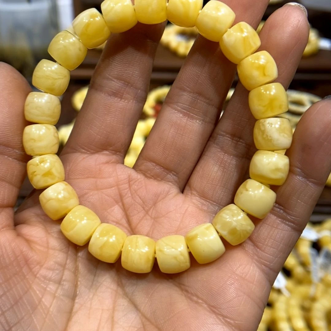 琥珀手链未镶嵌大****™天然俄料妖花直切手串10mm