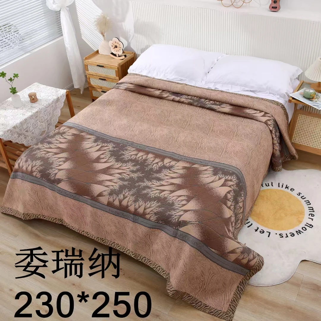 【委瑞纳】230cm*250cm高端多功能工艺款四季用亲肤罗布麻床盖毯