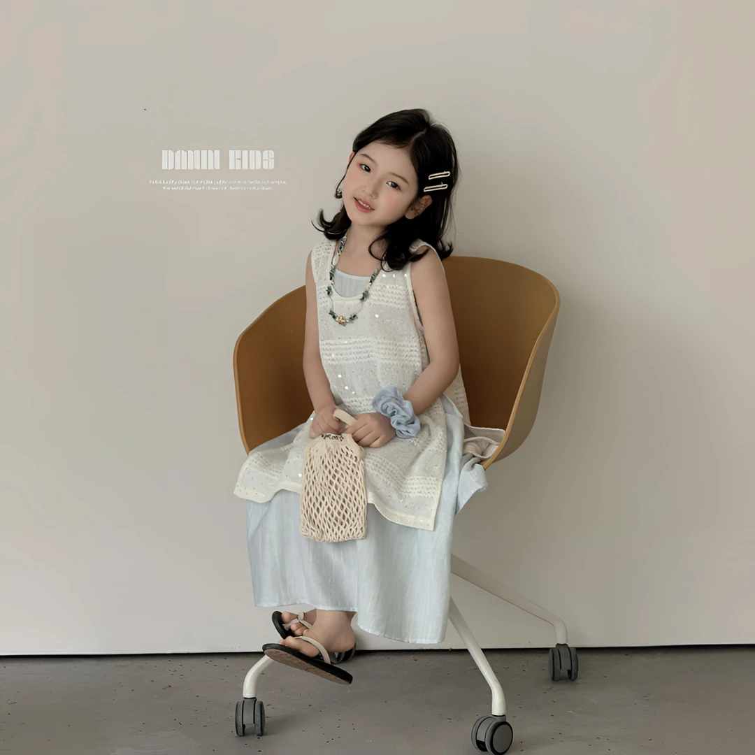 【嗒囜】凉感面料~冰川渐变 女童夏装2025新款小女孩连衣裙两件套