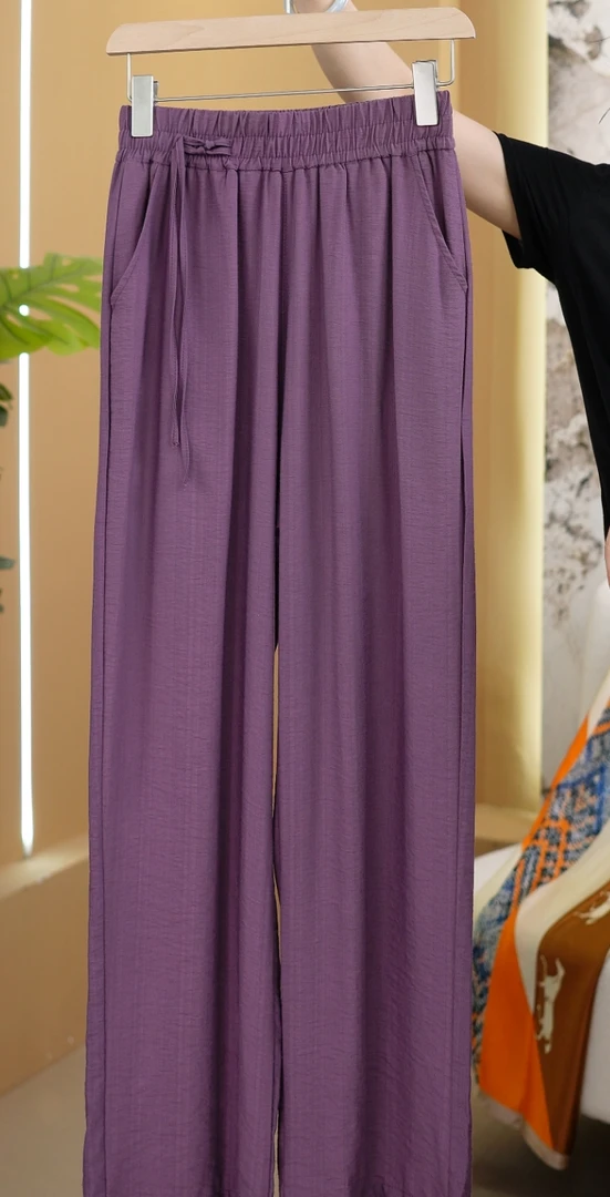 （盘扣国风）薄款松紧直筒裤九分裤夏季休闲裤垂感九分裤显瘦大码