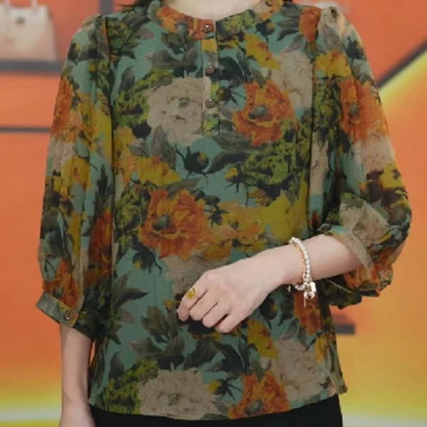 2025新款新中式国风设计感优雅气质典雅衬衫小衫春夏款大花