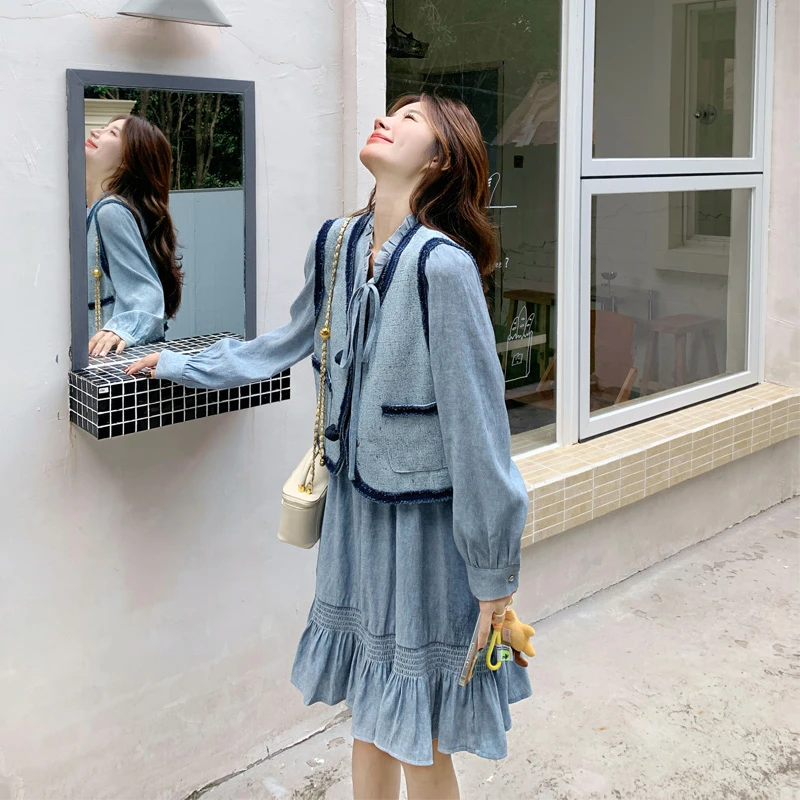 复古浪漫小香风马甲连衣裙2025春秋新款氛围感优雅气质ins套装裙