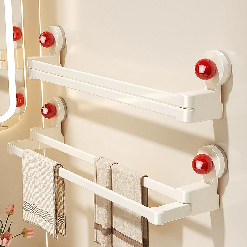 毛巾架免打孔伸缩双层毛巾浴巾挂杆卫生间浴室挂架壁挂置物架