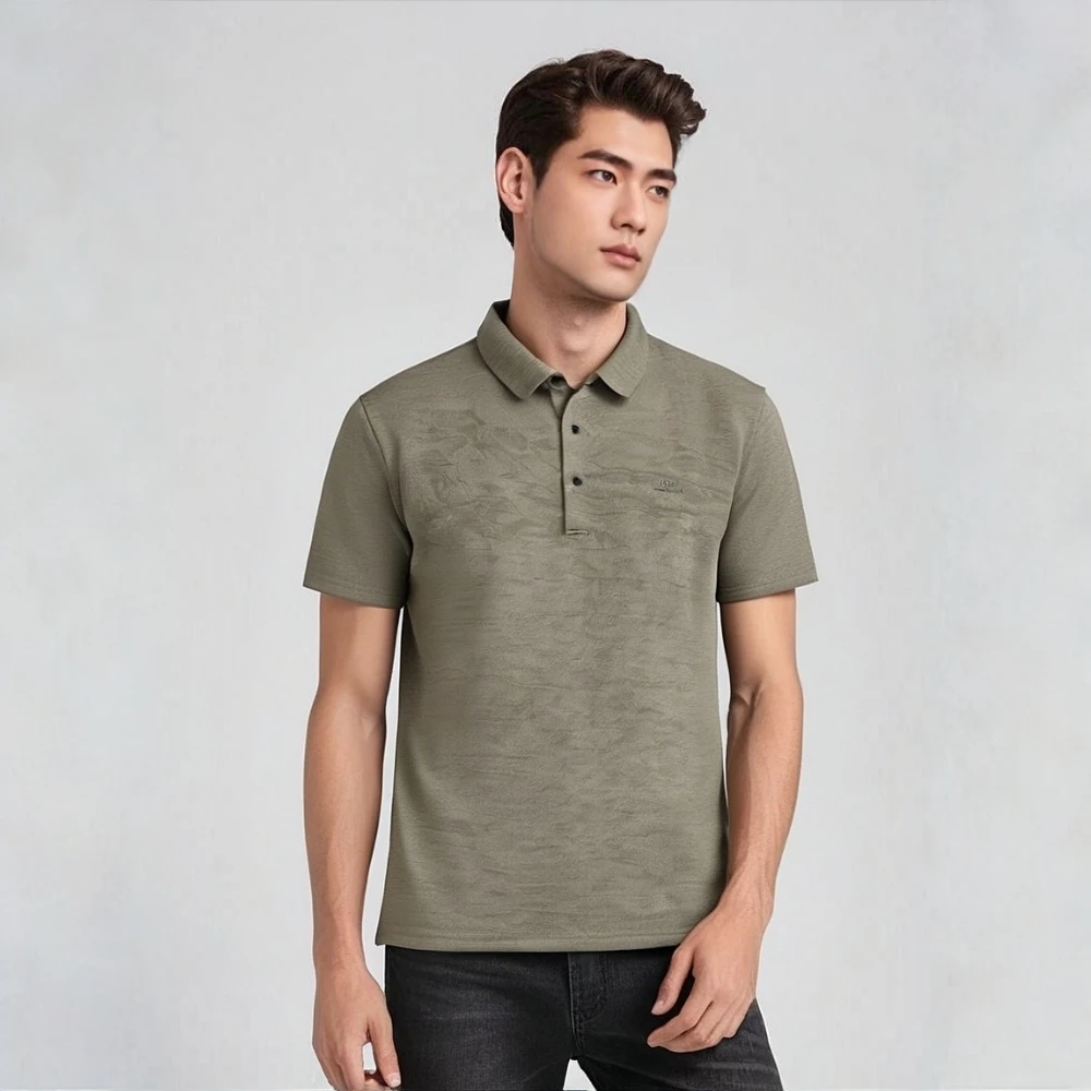 男士打底休闲翻领短袖POLO衫2025爆款宽松百搭中年透气T恤上衣衫