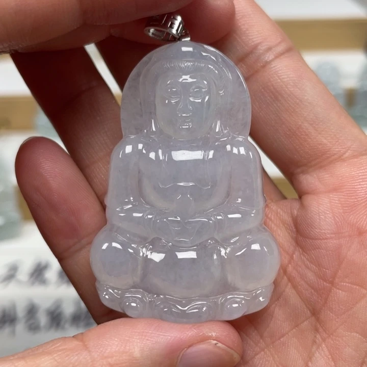 颈饰未镶嵌翡翠天然缅甸翡翠A货观音99号