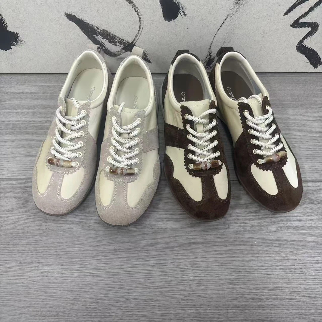 【橙庐】259-7牛反绒丝绸皮休闲德训鞋 女士布里羊皮垫舒适时尚百搭