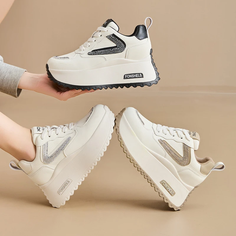 秋季2025新款真皮老爹鞋女式休闲单鞋厚底内阿甘小白鞋子女鞋百搭