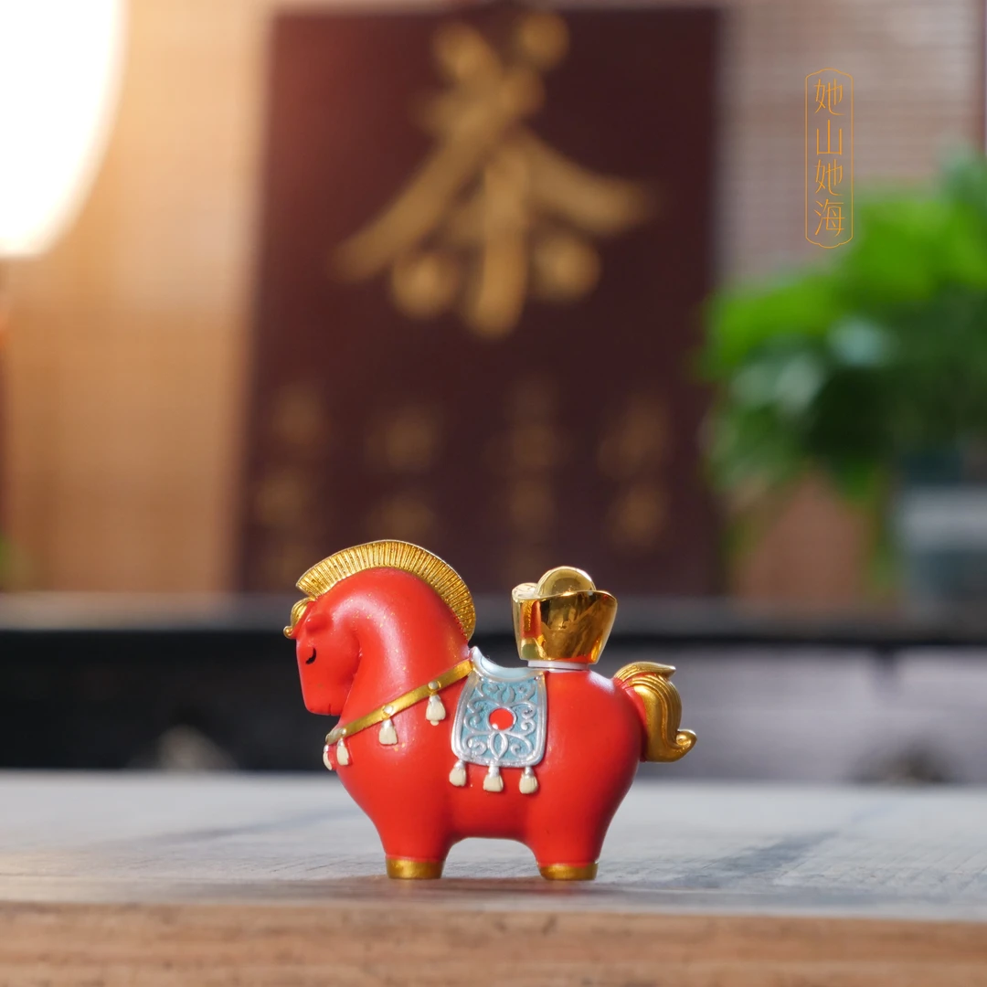 金元宝【马上有宝茶宠（红色）】茶道周边配件茶空间摆件高6cm